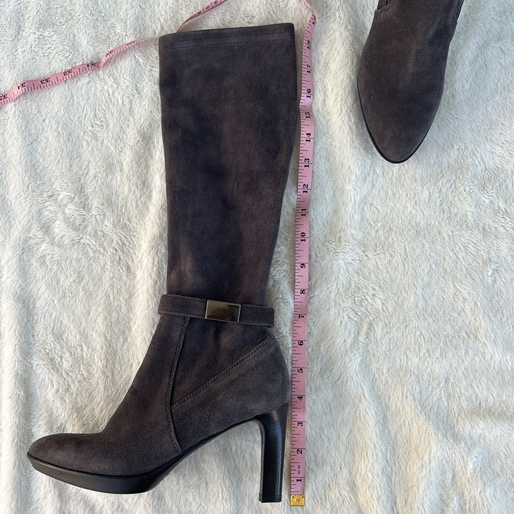 EUC Aquatalia Gray Over the Knee Boots‎ Suede Finish Size 5 Women Leather Heeled - Picture 8 of 10